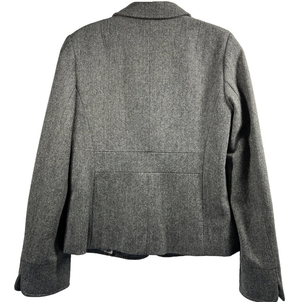 J Crew Womens  Blazer Size 8 Wool Blend Herringbone One Button Long Sleeve Lined - Picture 2 of 9